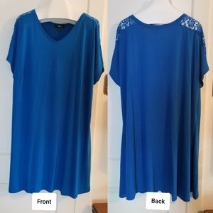 3X (30-32) T-Shirt Dress w/Lace Shoulder Inserts